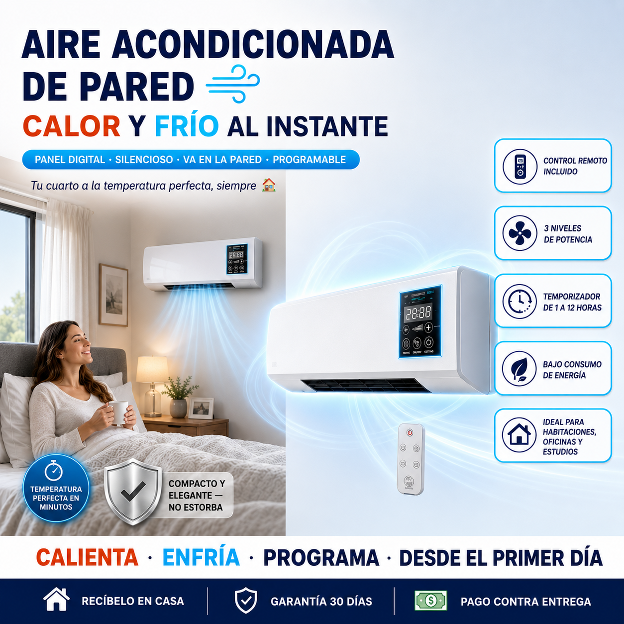 🌬️ Aire Acondicionado Portátil de Pared: Climatización Rápida y Ahorro de Espacio