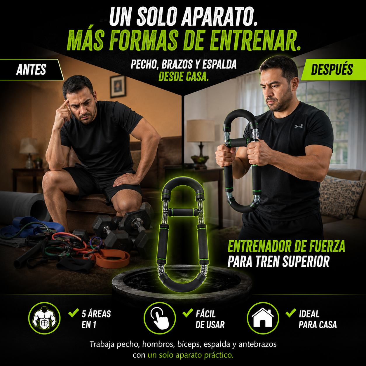 Entrena Brazos, Pecho y Espalda en Casa